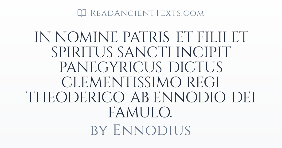 IN NOMINE PATRIS ET FILII ET SPIRITUS SANCTI INCIPIT PANEGYRICUS DICTUS ...
